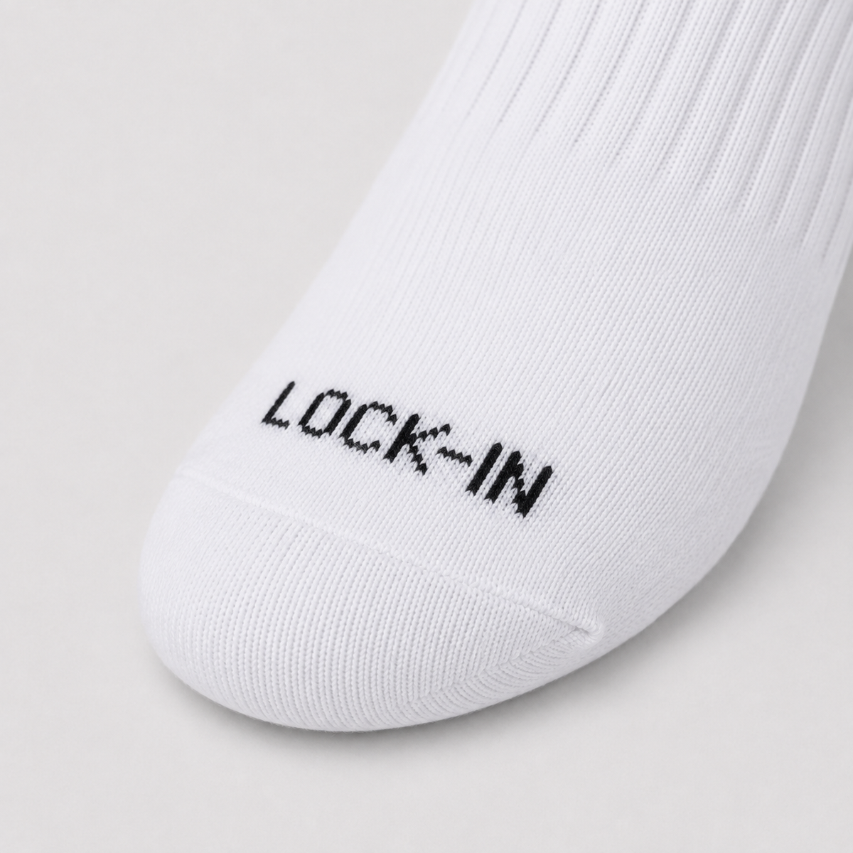 White ES Lock-In Crew Socks – LOCK-IN detail