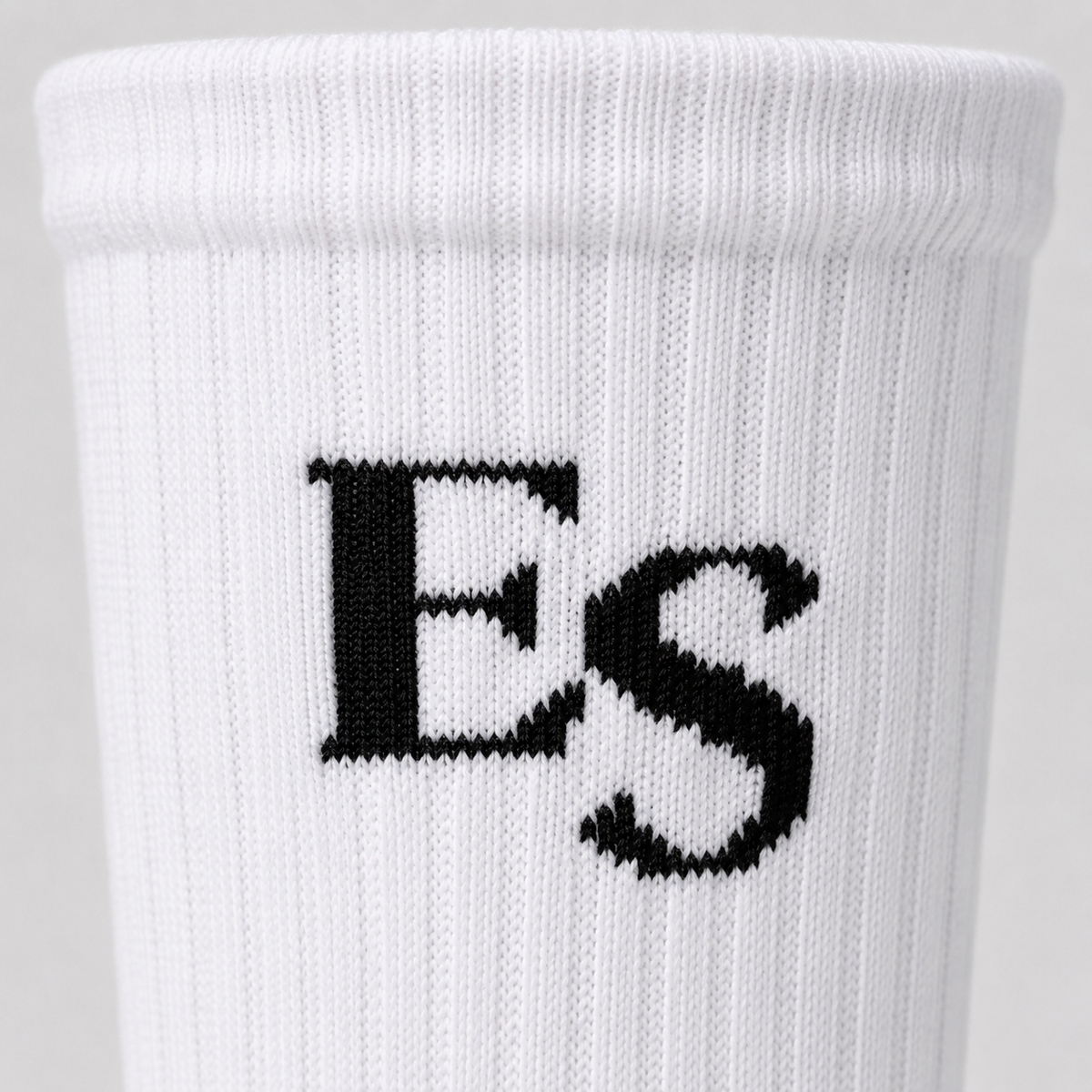 White ES Lock-In Crew Socks – ES logo detail