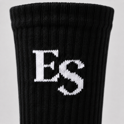 Black ES Lock-In Crew Socks – ES logo detail
